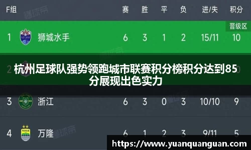 杭州足球队强势领跑城市联赛积分榜积分达到85分展现出色实力