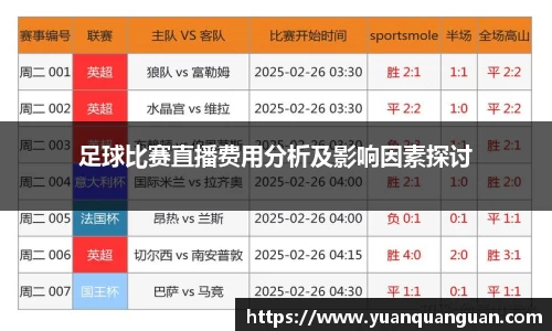 足球比赛直播费用分析及影响因素探讨